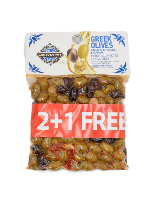 Cretosophy 2 Plus 1 Olives Green-Kalamon-Spicy Green 3x250g