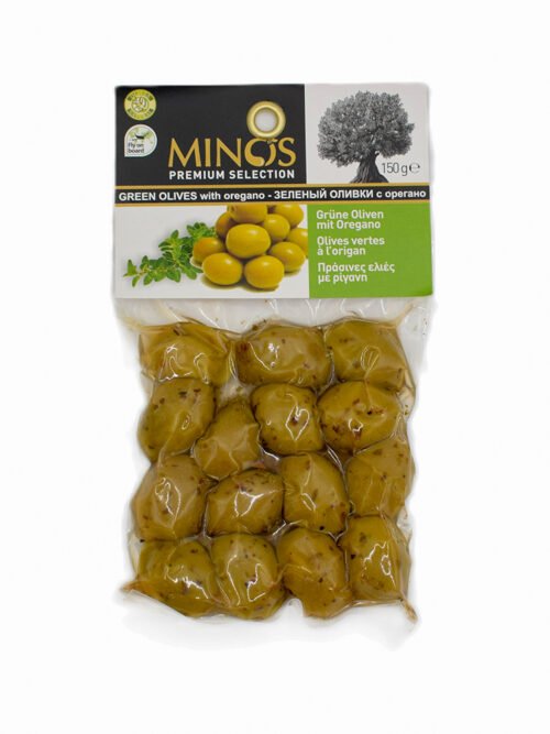 Minos Olives Green Oregano 150g