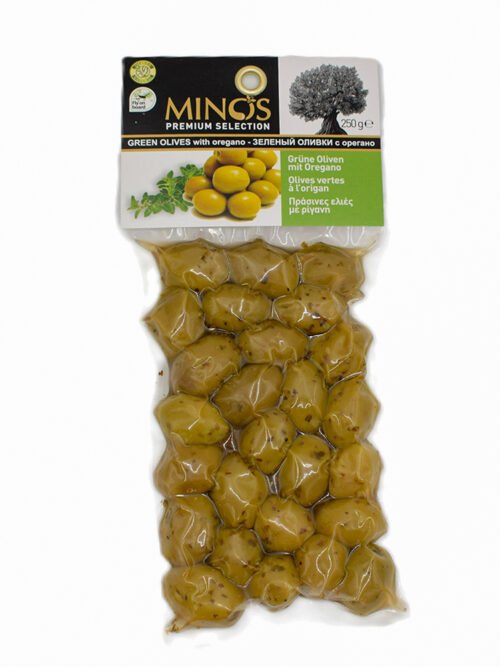 Minos Olives Green Oregano 250g